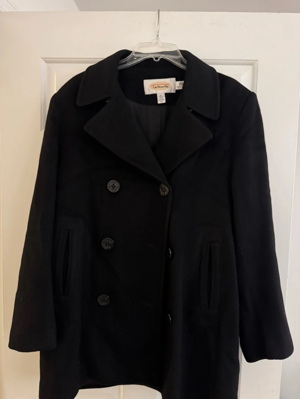 Talbots Black Wool Peacoat Womens Size 8 Made in USA Classic Coat - Picture 3 of 5